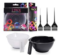 FRAMAR Hair Dye Brush Set - 3-Pack Black Colour Brushes, Hair Dye Bowl Set - Tint Bowl for Colour pack of 2