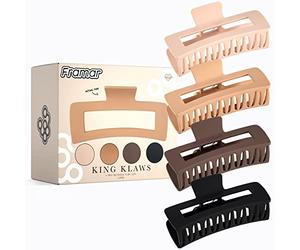 FRAMAR Large Claw Clips For Thick hair - Claw Clip For Thick Hair Clips | Large Hair Claw Clips for Women, Thick Hair Clips with Strong Grip, Neutral Color Hair Accessories for Styling - 4 Pack