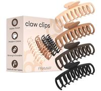 FRAMAR Large Hair Claw Clip - Hair Clips Women, Extra Large Claw Clip For Thick Hair Claw Clips, Hair Claw Clips For Women Thick Hair - Neutral Claw Clips 4 Pack