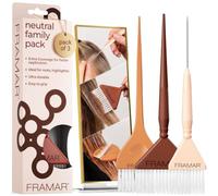 FRAMAR Neutral Hair Dye Brush Set - Hair Colour Brush, Tint Brush - 3 Pack | Tinting Brush, Hair Dye Application Brush, Hair Colouring Brush, Tapered Edges For Ultimate Precision - Family Pack Neutral