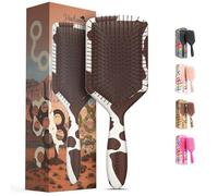 FRAMAR Paddle Brush for Thick, Curly Hair - Detangling Hairbrush for Women | Wet Hair Detangling Brush for Women, Cow Print Hair Detangler, Flexible Anti-Frizz Brush for Smooth Styling & Easy Combing