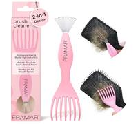 FRAMAR Premium Hair Brush Cleaner Tool - Hairbrush Cleaner Tool, Suitable For All Brush Types, Dual Action Cleaning Power, Removes Hair, Lint and Buildup, Lightweight - Pink