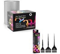 Framar Silver Embossed Roll Hair Foil, FRAMAR Hair Dye Brush Set - 3-Pack Black Colour Brushes