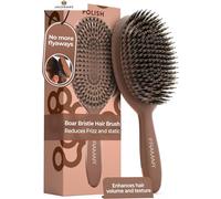 FRAMAR Soft Boar Bristle Hair Brush - Boars For Women, Chocolate