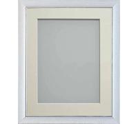 Frame Company Adelphi White and Silver Mosaic Detail Wooden 10x8 Frame With Ivory Mount for 8x6, Fitted with Glass