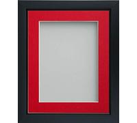 Frame Company Ainsworth Range Black 12x10 inch Picture Photo Frame with Red Mount for Image 8x6 inch * Choice of Sizes* Fitted with Real Glass