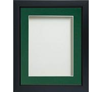 Frame Company Ainsworth Range Black 12x12 inch Picture Photo Frame with Bottle Green Mount for Image 10x10 inch * Choice of Sizes* Fitted with Real Glass
