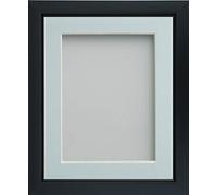 Frame Company Ainsworth Range Black 14x11 inch Picture Photo Frame with Light Blue Mount for Image A4 * Choice of Sizes* Fitted with Real Glass