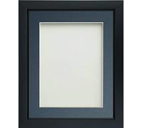 Frame Company Ainsworth Range Black 8x6 inch Picture Photo Frame with Blue Mount for Image 6x4 inch * Choice of Sizes* Fitted with Real Glass