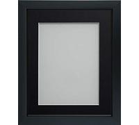 Frame Company Ainsworth Range Black 9x7 inch Picture Photo Frame with Black Mount for Image 6x4 inch * Choice of Sizes* Fitted with Real Glass