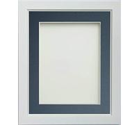 Frame Company Ainsworth Range White 10x8 inch Picture Photo Frame with Blue Mount for Image 8x6 inch * Choice of Sizes* Fitted with Real Glass