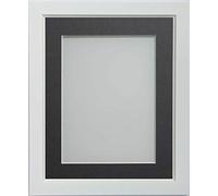 Frame Company Ainsworth Range White 10x8 inch Picture Photo Frame with Grey Mount for Image 7x5 inch * Choice of Sizes* Fitted with Real Glass