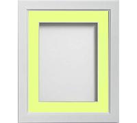 Frame Company Ainsworth Range White 14x11 inch Picture Photo Frame with Lemon Bon Bon Mount for Image A4 * Choice of Sizes* Fitted with Real Glass