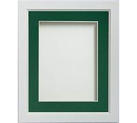 Frame Company Ainsworth Range White 16x12 inch Picture Photo Frame with Bottle Green Mount for Image 14x10inch * Choice of Sizes* Fitted with Real Glass