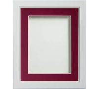 Frame Company Ainsworth Range White 9x7 inch Picture Photo Frame with Plum Mount for Image 7x5 inch * Choice of Sizes* Fitted with Real Glass