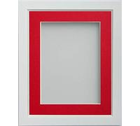 Frame Company Ainsworth Range White A4 Picture Photo Frame with Red Mount for Image 10x6 inch * Choice of Sizes* Fitted with Real Glass