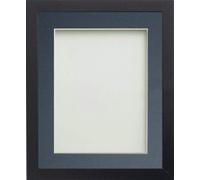 Frame Company Allington Black Photo Frame with Blue Mount, 16x12 for 13x9 inch, fitted with perspex