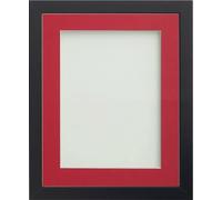 Frame Company Allington Black Photo Frame with Red Mount, 16x12 for 13x9 inch, fitted with perspex
