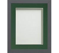 Frame Company Allington Grey 14x11 with Bottle Green Mount for A4, Fitted with Glass