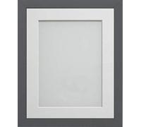 Frame Company Allington Grey 16x12 with White Mount for 12x8 inch, Fitted with Glass