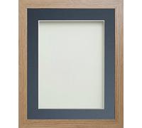 Frame Company Allington Range Beech Picture Photo Frame with Blue Mount Mount, 14x11 for pic size 12x8' * Choice of Sizes* Fitted with Glass