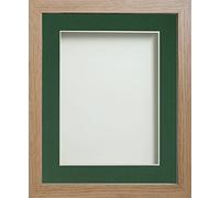 Frame Company Allington Range Beech Picture Photo Frame with Bottle Green Mount Mount, 12x10 for pic size 9x7' * Choice of Sizes* Fitted with Glass