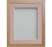 Frame Company Allington Range Beech Picture Photo Frame with Pink Mount Mount, 14x11 for pic size 12x8' * Choice of Sizes* Fitted with Glass