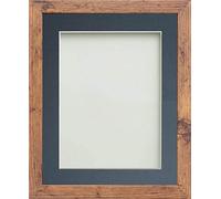 Frame Company Allington Range Rustic Picture Photo Frame with Blue Mount, 12x10 for pic size 10x8' *Choice of Mount Colours* Fitted with Real Glass