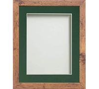 Frame Company Allington Range Rustic Picture Photo Frame with Bottle Green Mount, 14x11 for pic size A4 *Choice of Mount Colours* Fitted with Real Glass