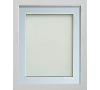 Frame Company Allington White 14x11 inch Frame With Light Blue Mount For Image 12x8 inch *Choice of sizes* Fitted with Real Glass