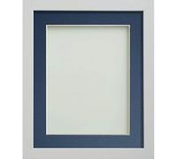 Frame Company Allington White 8x6 inch Frame With Blue Mount For Image 5x3 inch *Choice of sizes* Fitted with Real Glass