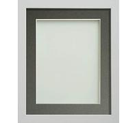Frame Company Allington White 8x6 inch Frame With Grey Mount For Image 6x4 inch *Choice of sizes* Fitted with Real Glass