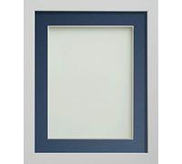 Frame Company Allington White Photo Frame with Blue Mount, 9x7 for 7x5 inch, fitted with perspex
