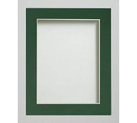 Frame Company Allington White Photo Frame with Bottle Green Mount, 14x11 for 12x8 inch, fitted with perspex