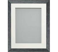 Frame Company Amalfi Range Wooden Bevelled Charcoal Frame 12x10 With Off-White Mount For 10x8 inch, Fitted with Real Glass