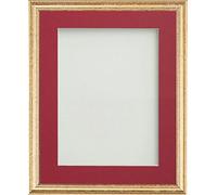 Frame Company Beatrice Range Gold Ornate Wooden Picture Frame With Red Mount, 14x11 for 10x7 *Choice of Mount Colours and Sizes* Fitted with Real Glass