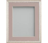 Frame Company Beatrice Range Silver Ornate Wooden Picture Frame With Pink Mount, 14x11 for A4 *Choice of Mount Colours and Sizes* Fitted with Real Glass