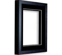 Frame Company Black 7x5 inch Box Frame With Black Mount for Image 4x3 inch *Choice of Size and Mount Colour* Fitted with Real Glass