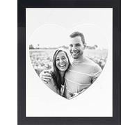 Frame Company Black Picture Frame with Heart Shaped Ivory Mount, Size 10x8-Inches