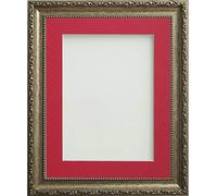 Frame Company Brompton Bronze A2 Photo Frame with Red Mount for A3 | Fits a A3 photo with mount or a A2 photo without mount, Frame size A2, Overall approx 19.1x26, Perspex Front