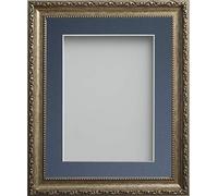 Frame Company Brompton Bronze A4 Frame With Blue Mount for Image 9x6 inch *Choice of sizes* Fitted with Real Glass