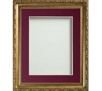 Frame Company Brompton Gold 16x12 inch Frame With Plum Mount for Image 14x10 inch *Choice of sizes* Fitted with Real Glass
