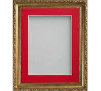 Frame Company Brompton Gold A2 Frame with Red Mount for A3 | Fits A3 with mount or A2 without mount, Frame A2, Overall approx 19.1x26, Perspex Front