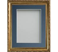 Frame Company Brompton Gold A3 Frame With Blue Mount for Image A4 *Choice of sizes* Fitted with Real Glass