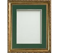 Frame Company Brompton Gold A4 Frame With Bottle Green Mount for Image 9x6 inch *Choice of sizes* Fitted with Real Glass