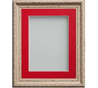 Frame Company Brompton Vintage Cream A2 Photo Frame with Red Mount for A3 | Fits A3 with mount or A2 without mount, Frame size A2, Overall approx 19.1x26.0, Perspex Front