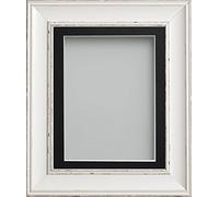 Frame Company Brooke Antique White Photo Frame, Black Mount, A4 for 9x6 inch, fitted with perspex