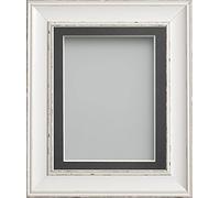 Frame Company Brooke Antique White Photo Frame, Grey Mount, 14x11 for A4 (11.75x8.25 inch, fitted with perspex)