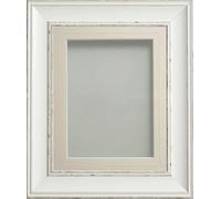 Frame Company Brooke Antique White Photo Frame, Ivory V-Groove Mount, 16x12 for 12x10 inch, fitted with perspex