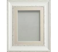 Frame Company Brooke Antique White Photo Frame, Ivory V-Groove Mount, 8x6 for 6x4 inch, fitted with perspex